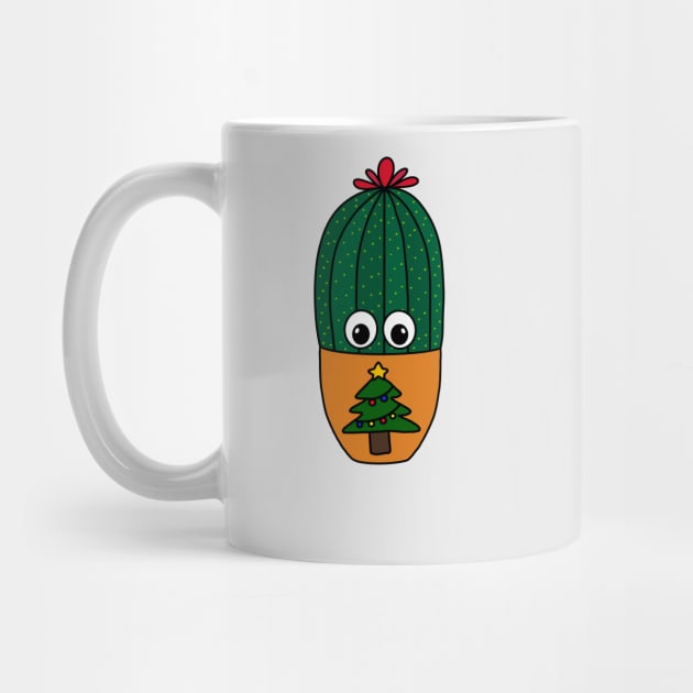 Cute Cactus Design #317: Cactus In Christmas Tree Pot by DreamCactus